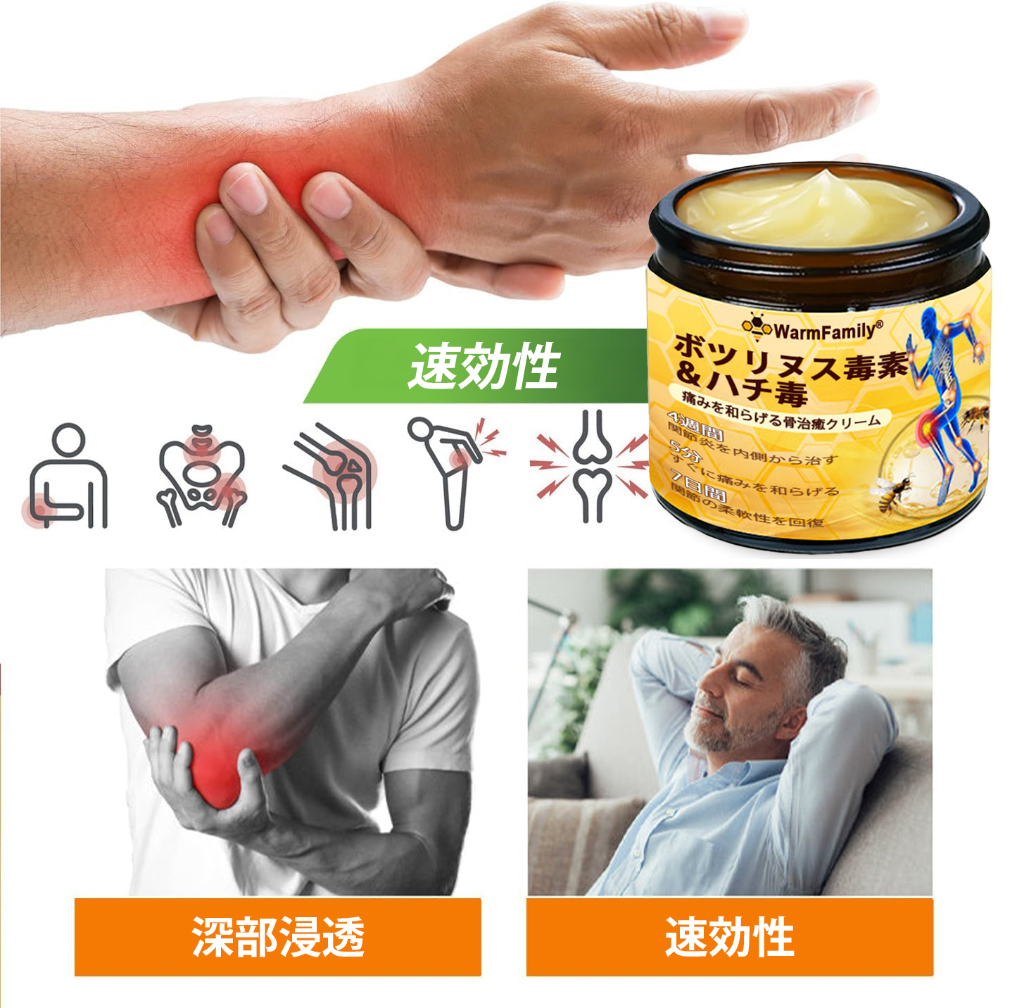 WarmFamily® ボツリヌストキシン＆蜂毒配合 骨治癒促進鎮痛クリーム🐝